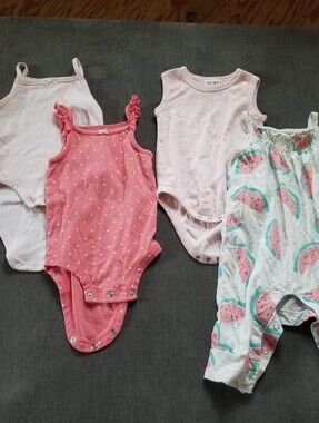 Carter's Pink & Watermelon Baby One-Piece Bodysuit Set